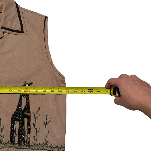 Don't Mess With Texas Giraffe Safari Button Up Vest Women's Large FLAW - Picture 6 of 7